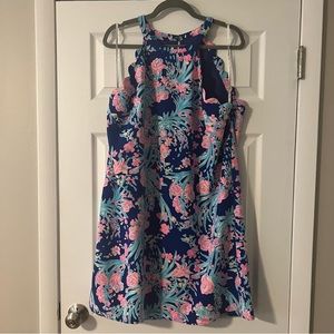 Lilly Pulitzer Tabby Shift Dress Corsica Blue Toucan Party Sz XL